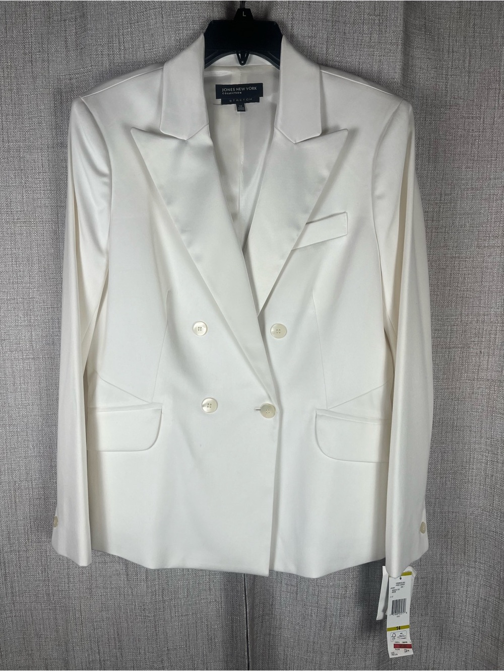 JONES NEW YORK Blazer Jacket Park Avenue Double Breasted Ivory Size 14 NWT
